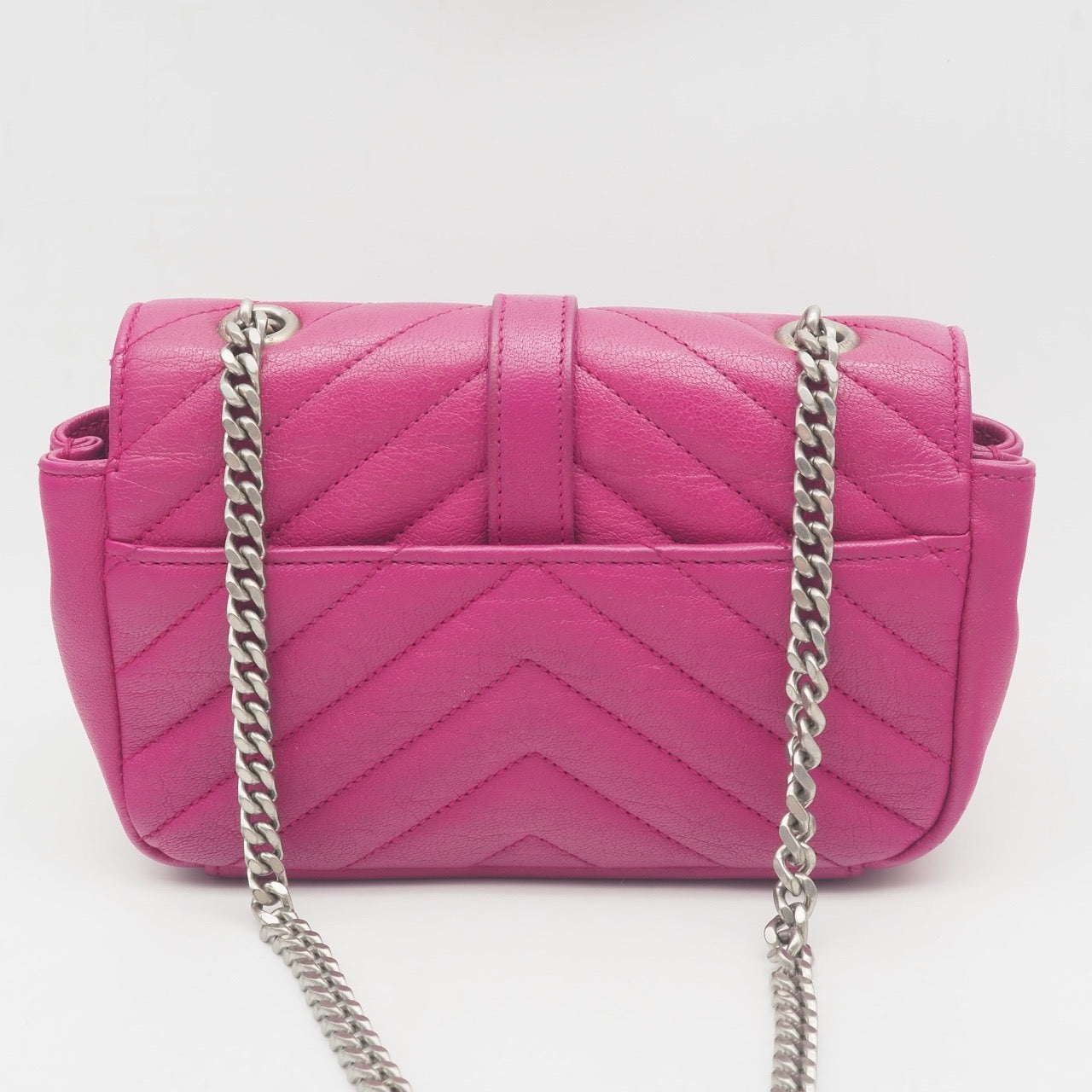 New Gems | Pre-owned YSL Saint Laurent Mini College Flap Crossbody in Rose Pink Sheepskin