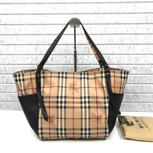 Pre-owned Burberry Canterbury Tote Haymarket Coated Canvas Black