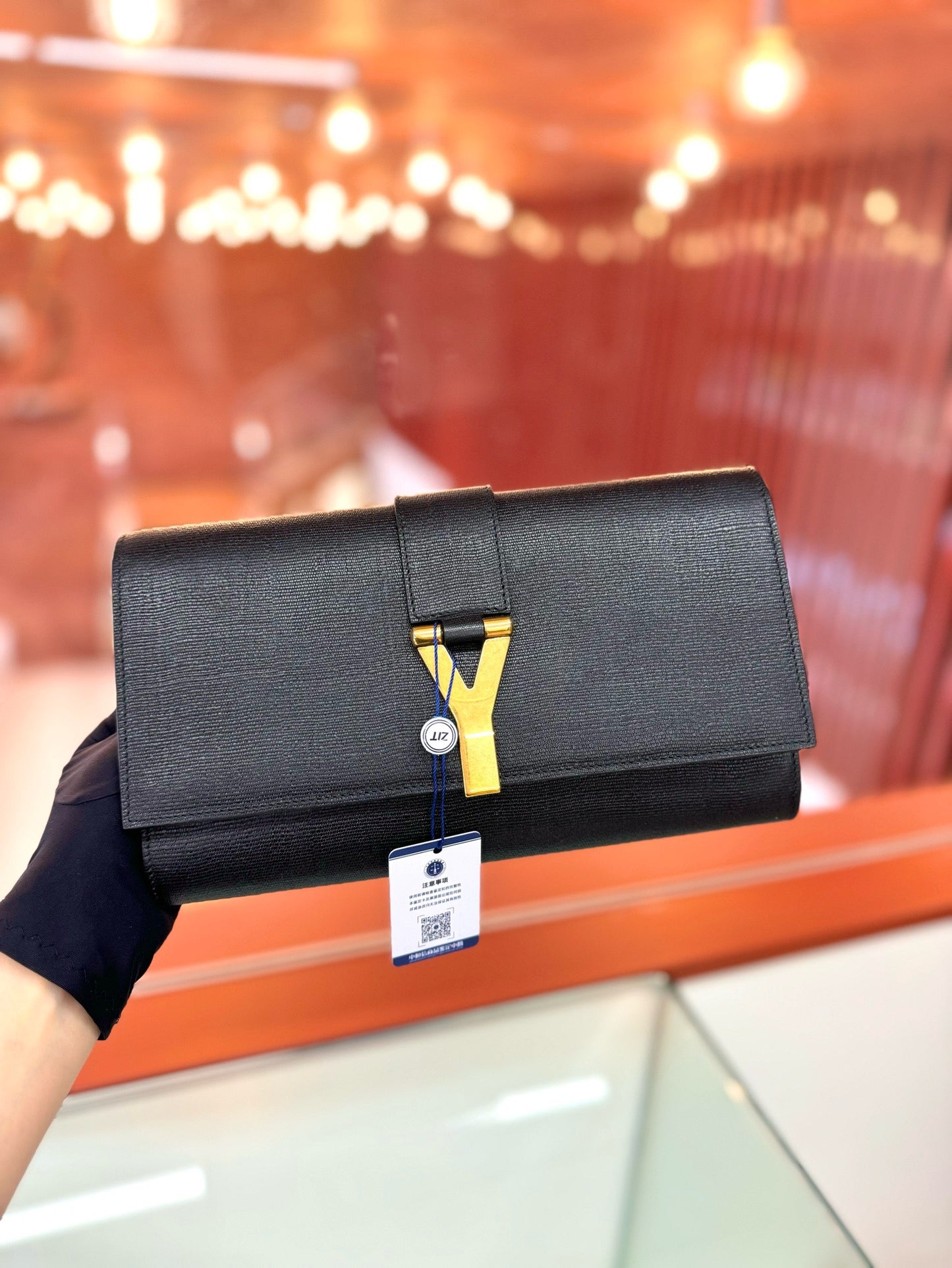 Pre-owned YSL Saint Laurent Chyc Clutch Black, S condition