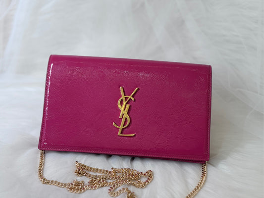 New Gems | Pre-owned YSL Saint Laurent Clutch and Crossbody Pink Waxed Leather Pink