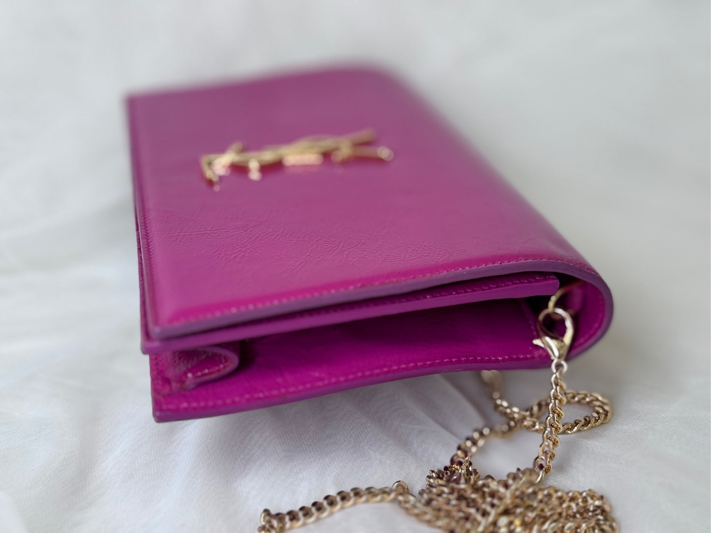 New Gems | Pre-owned YSL Saint Laurent Clutch and Crossbody Pink Waxed Leather Pink