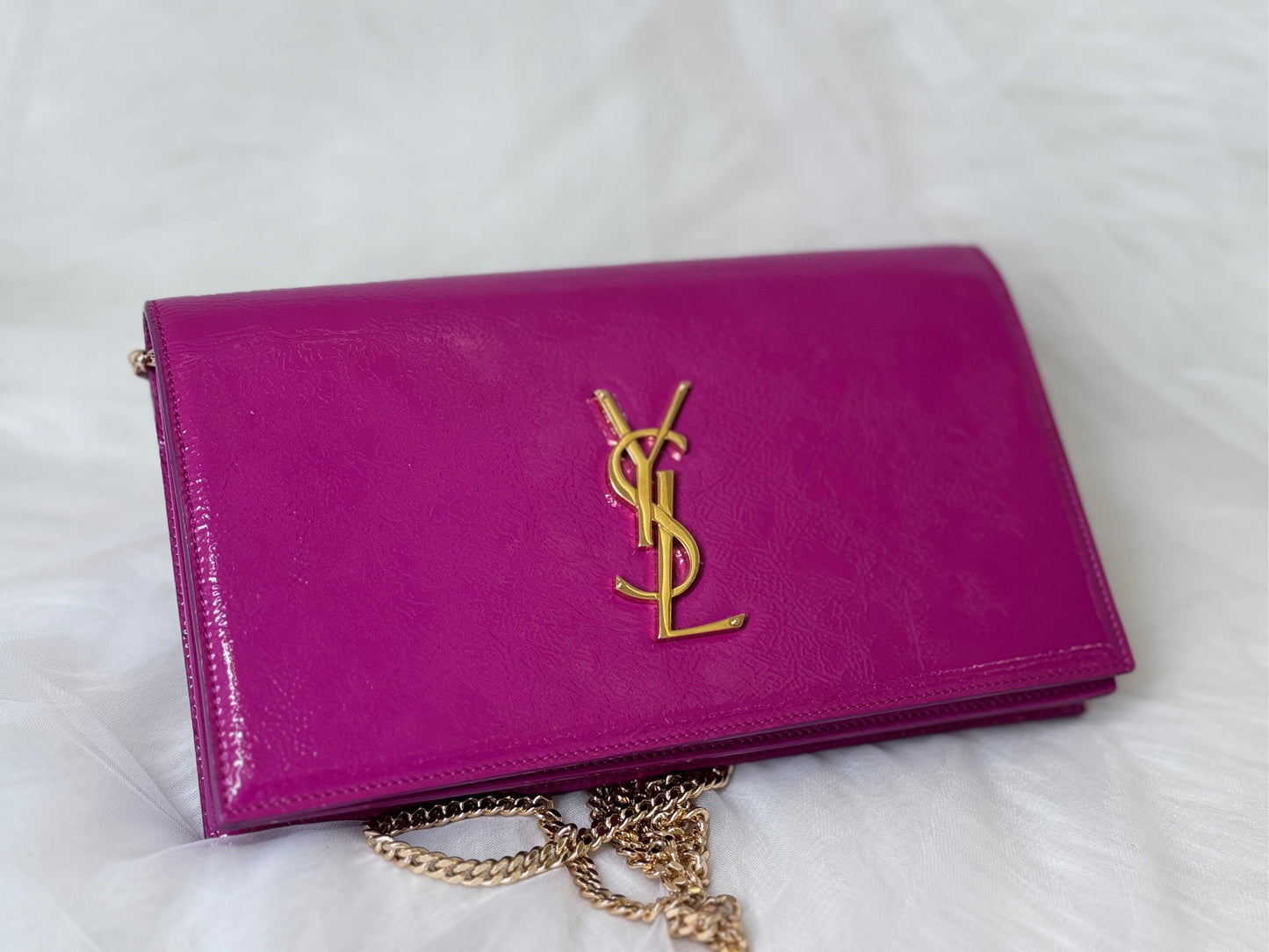 New Gems | Pre-owned YSL Saint Laurent Clutch and Crossbody Pink Waxed Leather Pink