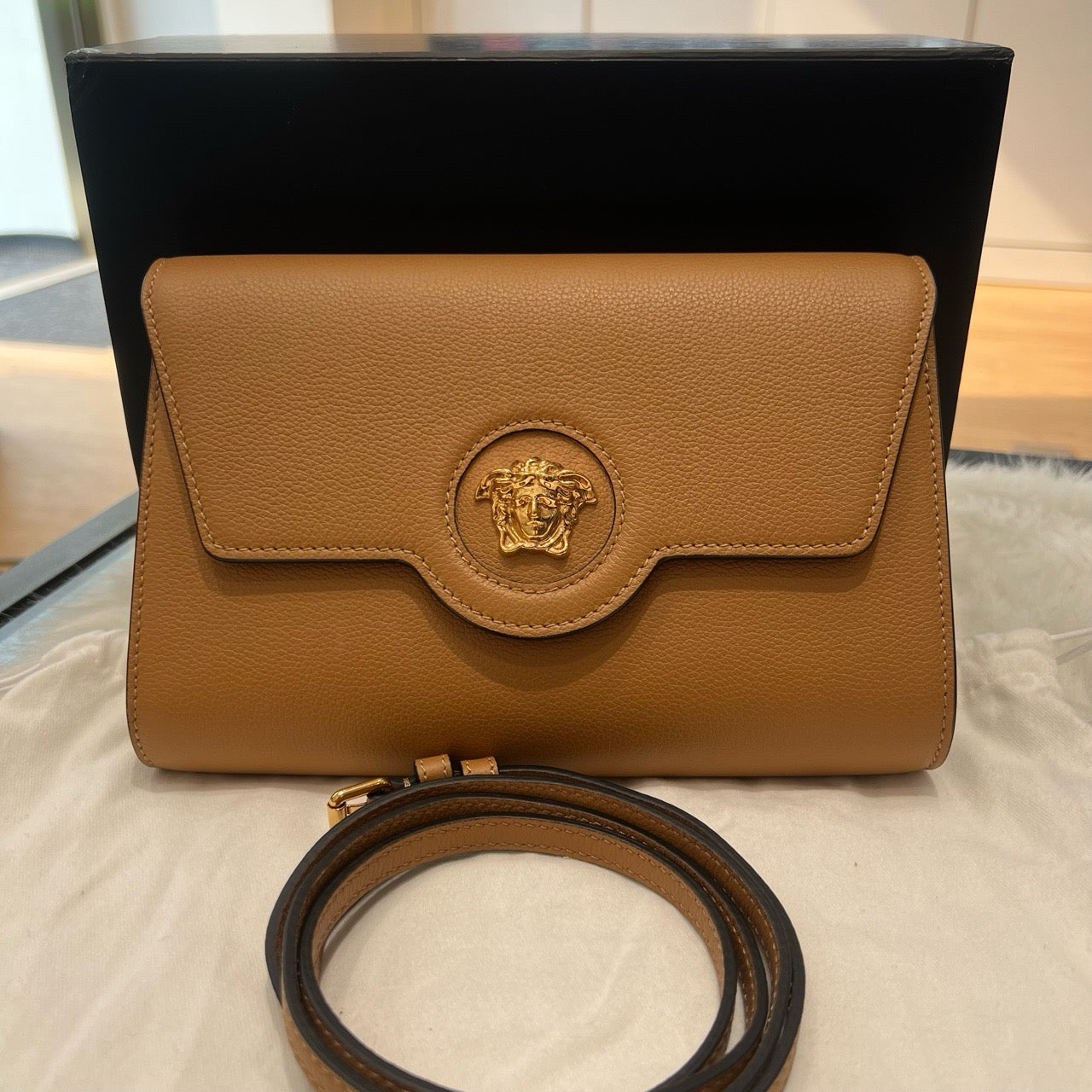 New Gems | Pre-owned Versace Clutch and Crossbody camel brown S-condition