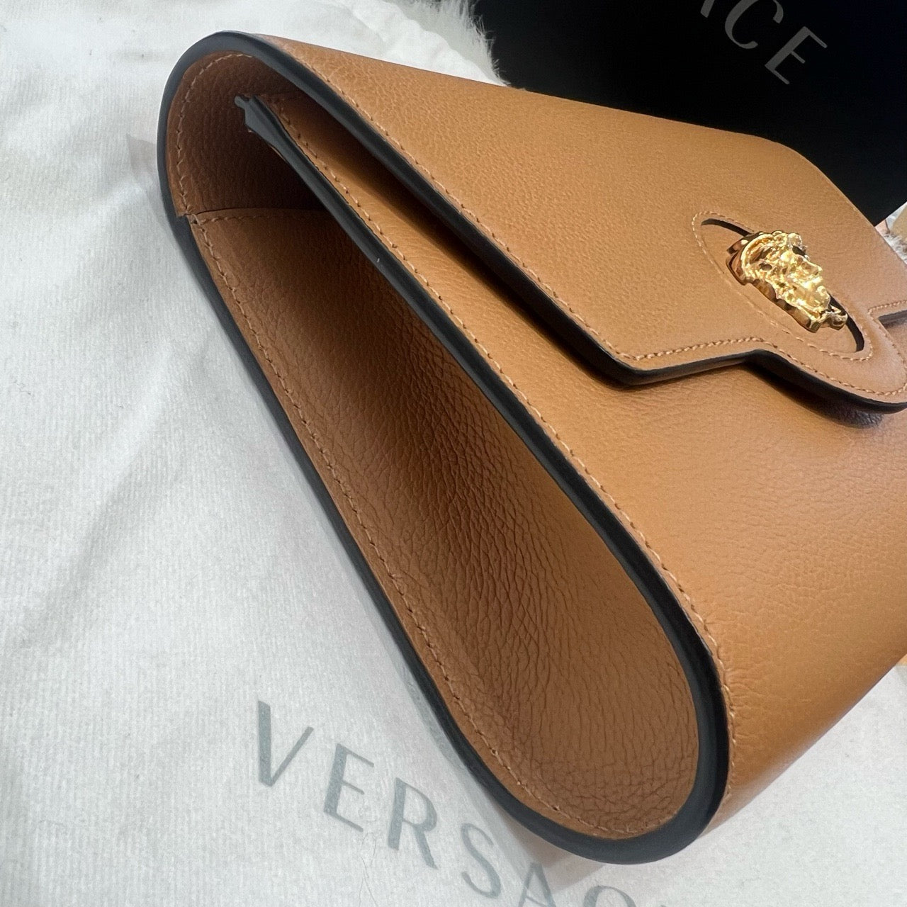 New Gems | Pre-owned Versace Clutch and Crossbody camel brown S-condition