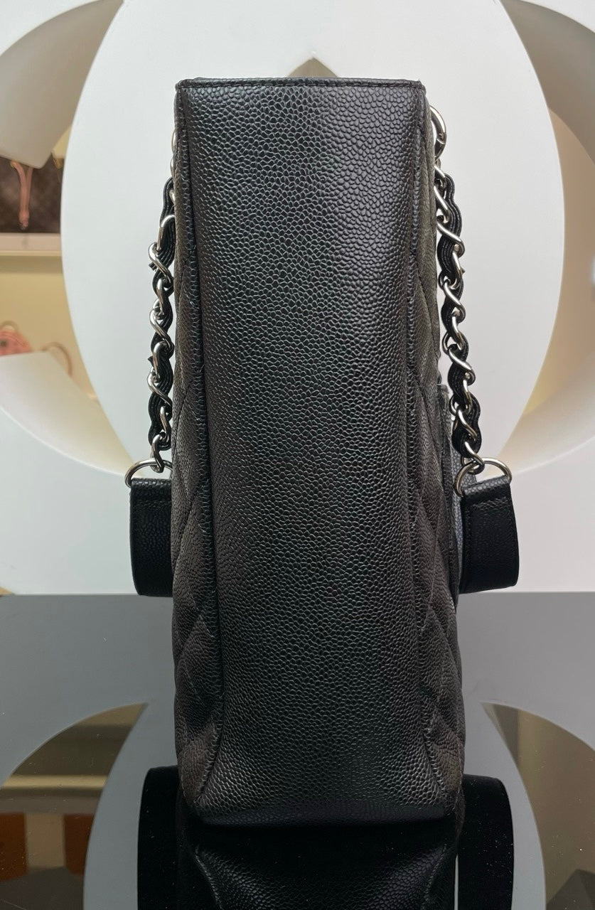 Pre-owned Chanel CC PST Black Caviar Leather w/ silver hardware