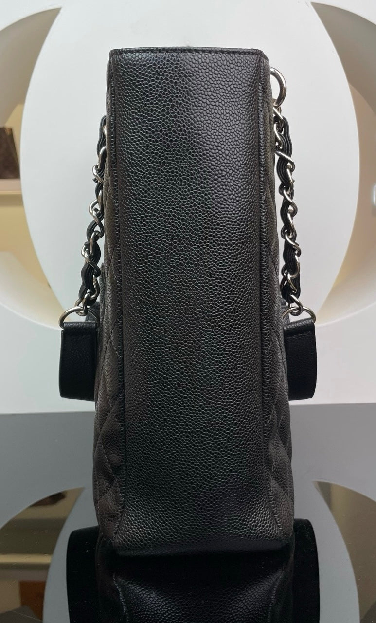 Pre-owned Chanel CC PST Black Caviar Leather w/ silver hardware