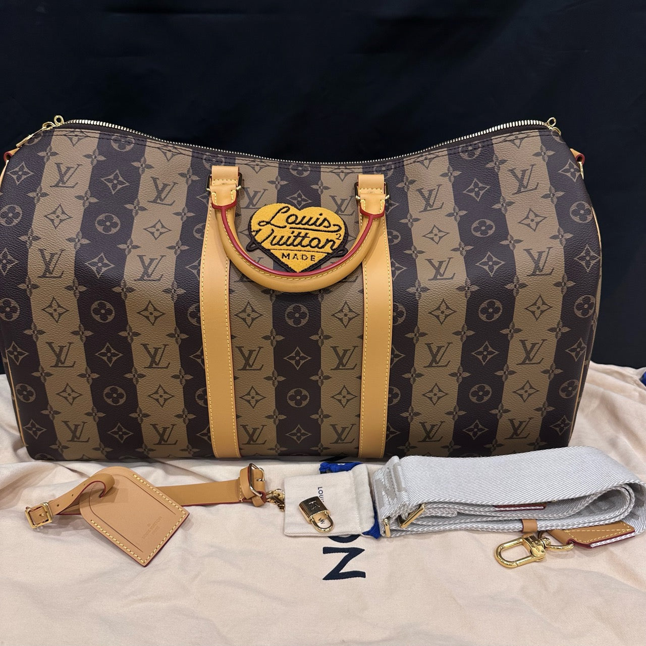 New Gems | Pre-owned Limited Edition LV Louis Vuitton x Nigo Keepall Bandoulière 50 Reverse Monogram