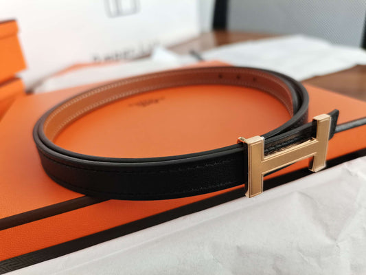 Hermes H Clasp Belt Thin (13mm) Reversible Golden Brown Epsom & Black, Size 75, S Condition