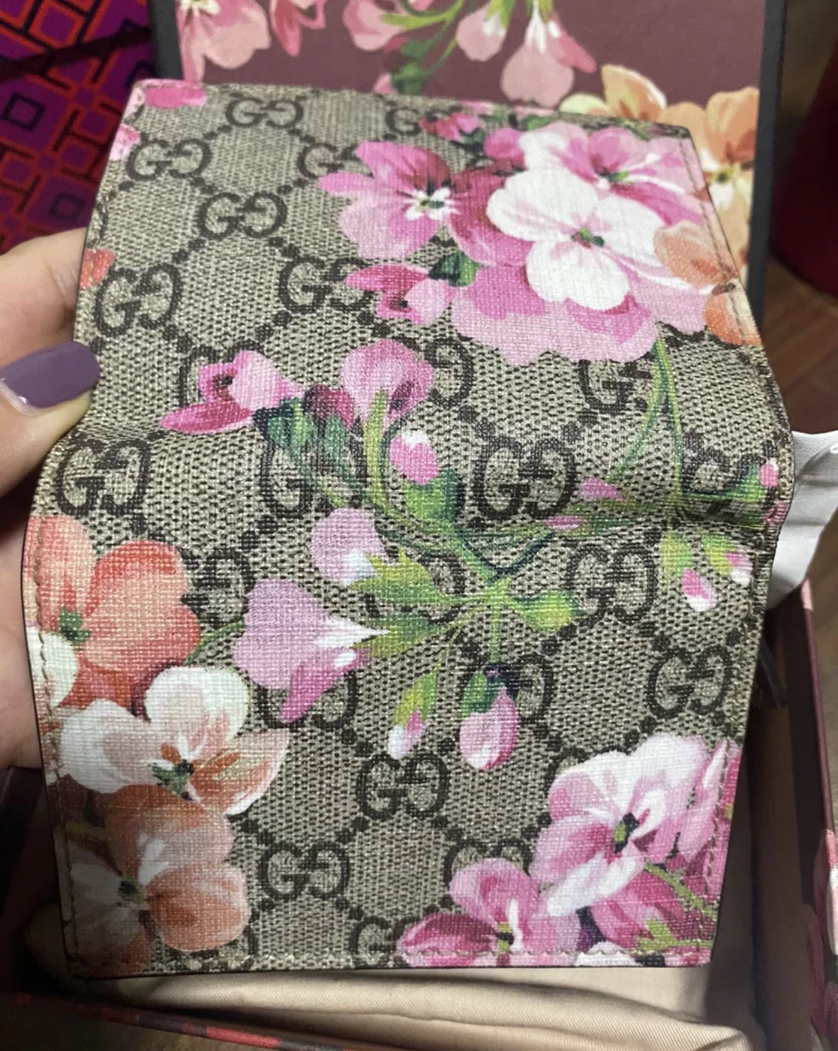 Pre-owned Gucci GG Blooms Small Wallet