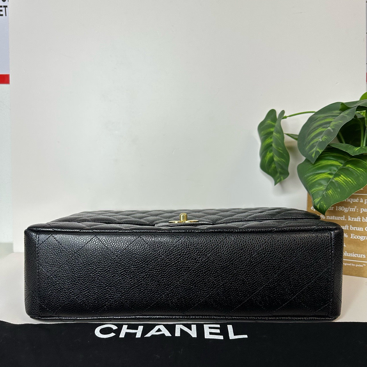 New Gems | Pre-owned Chanel CF Maxi Black Caviar w/ golden hardware w/ black card