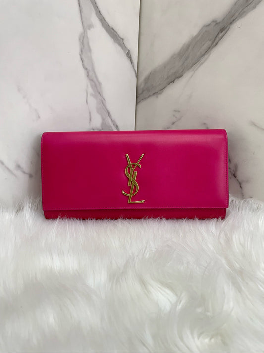 Pre-owned YSL Saint Laurent Clutch Fuchsia Pink