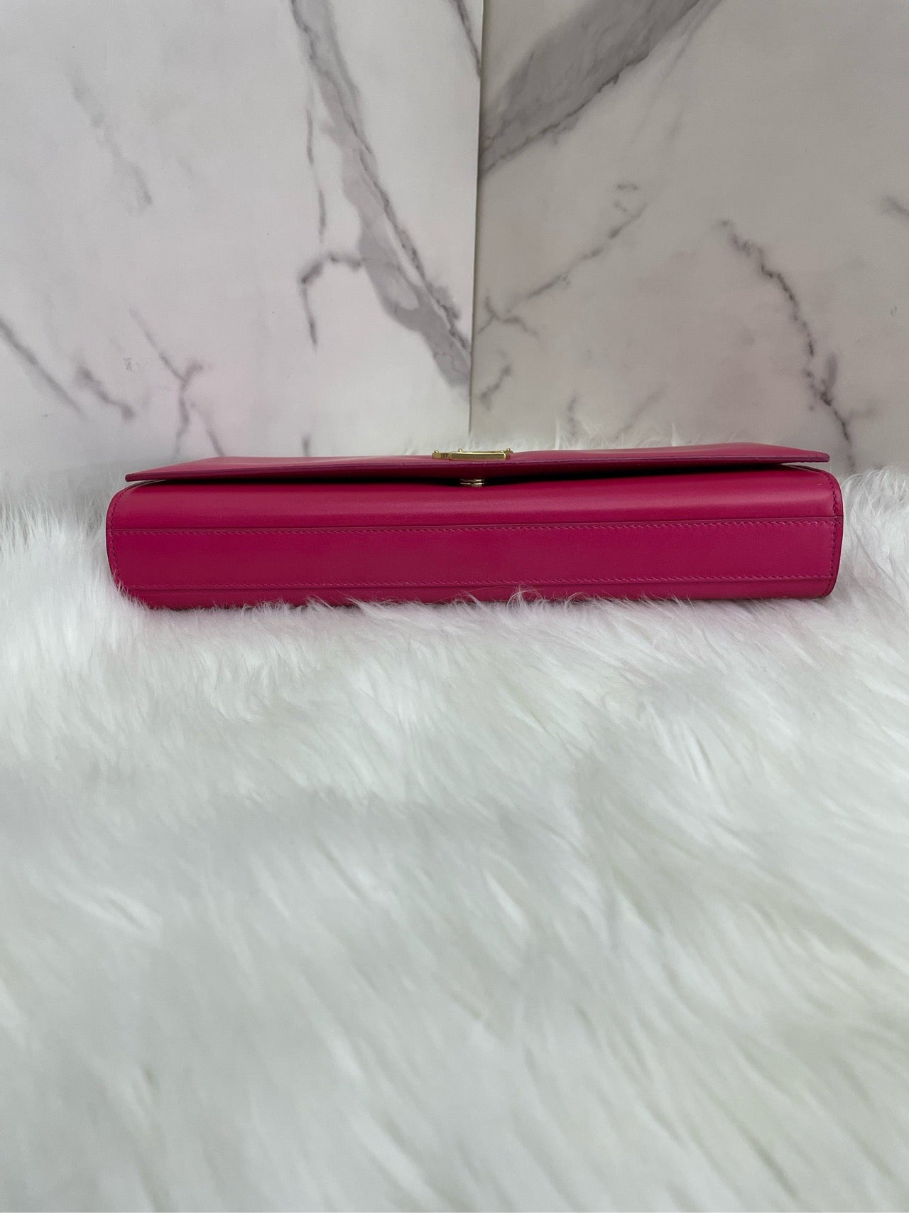 Pre-owned YSL Saint Laurent Clutch Fuchsia Pink