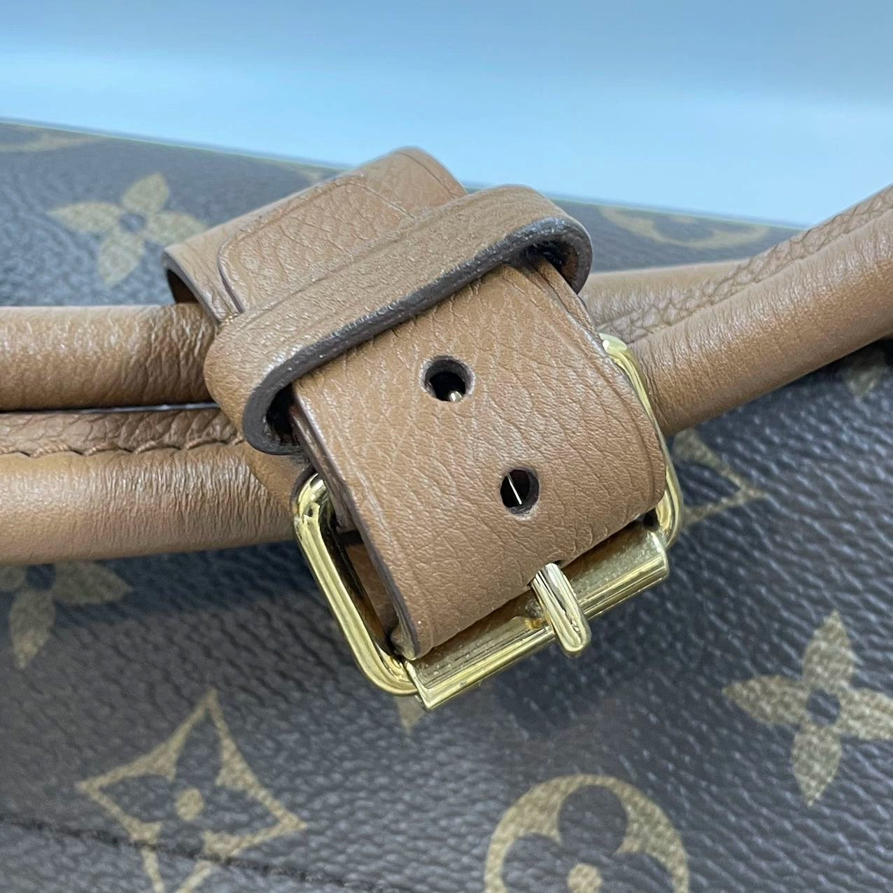 Pre-owned LV Olympe Monogram with Brown Accents, set with a long monogram strap