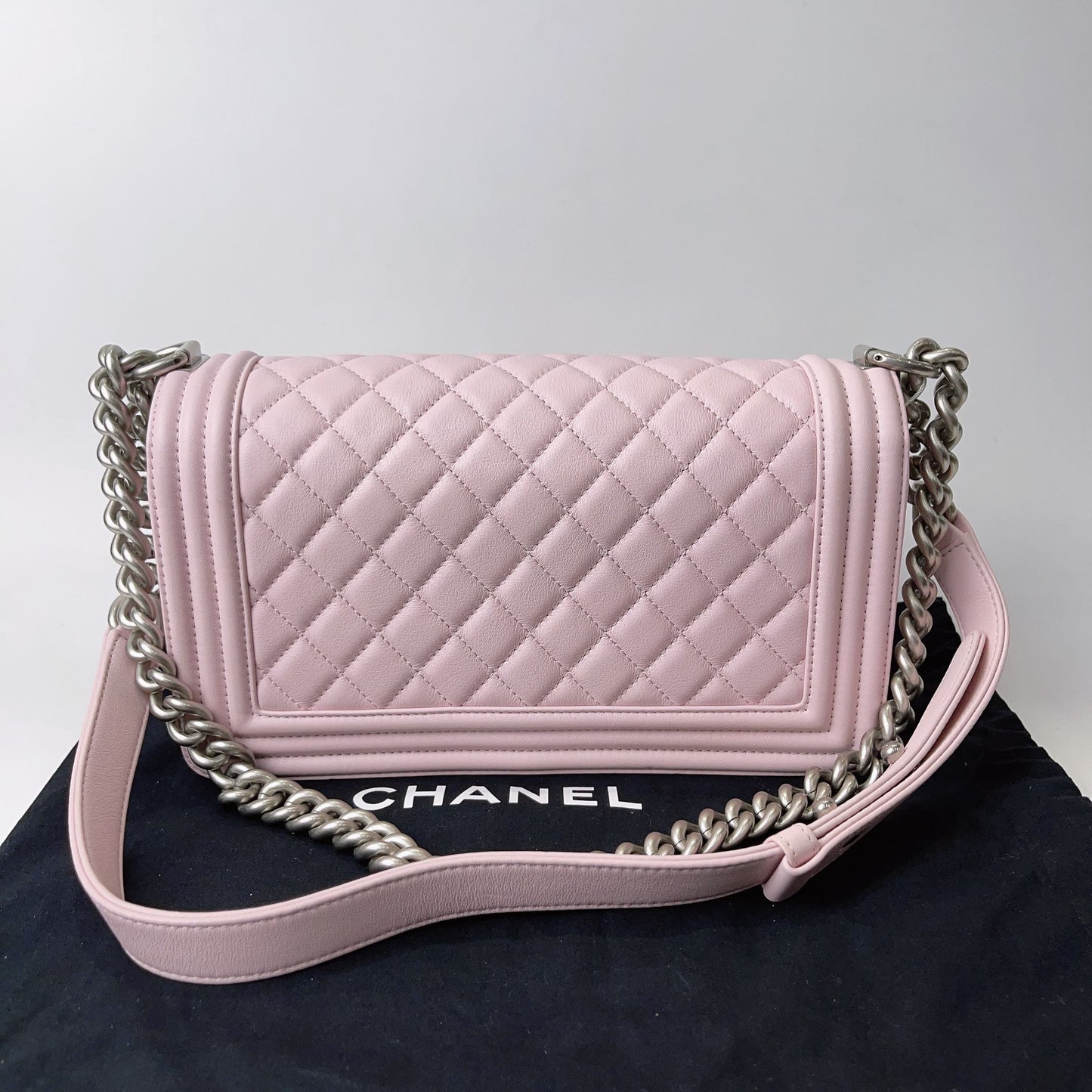 New Gems | Pre-owned Chanel Leboy Medium Soft Pink w/ Brushed Silver Hardware Microchipped