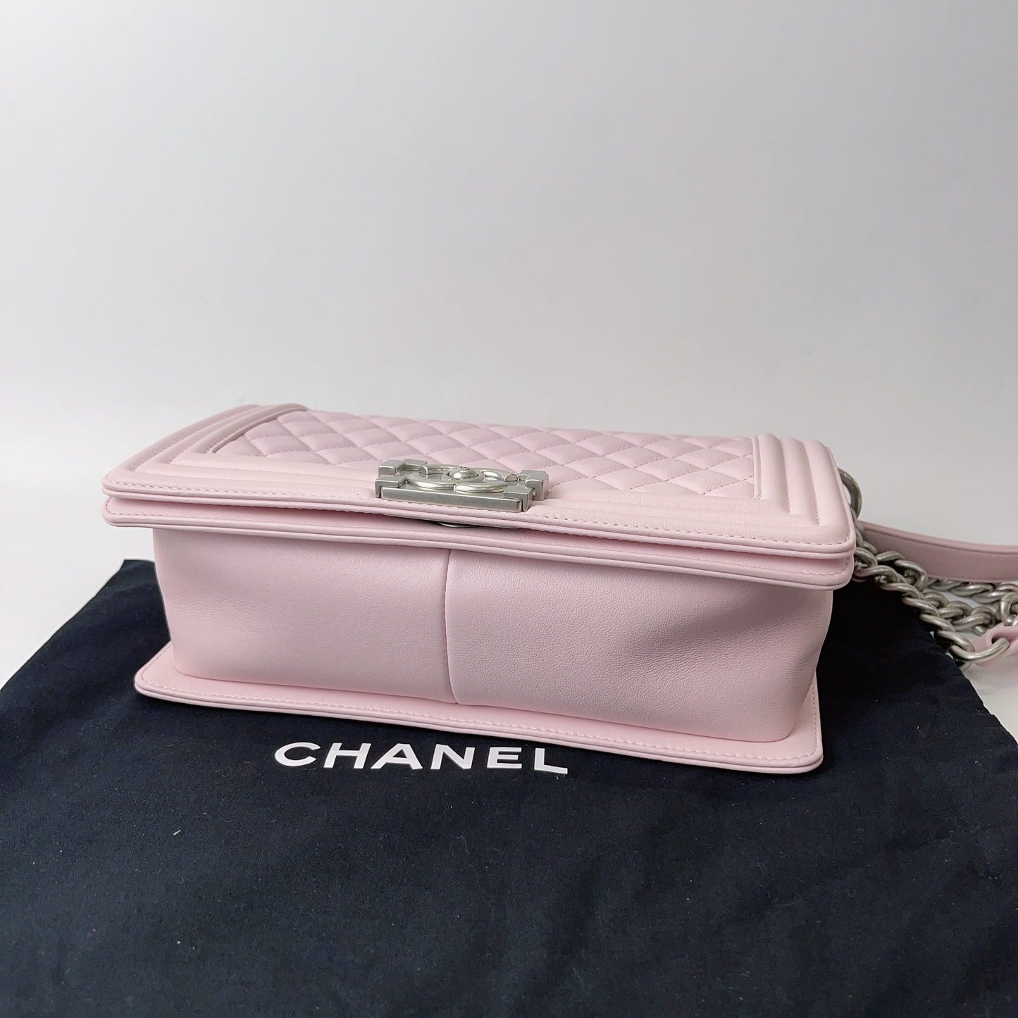 New Gems | Pre-owned Chanel Leboy Medium Soft Pink w/ Brushed Silver Hardware Microchipped