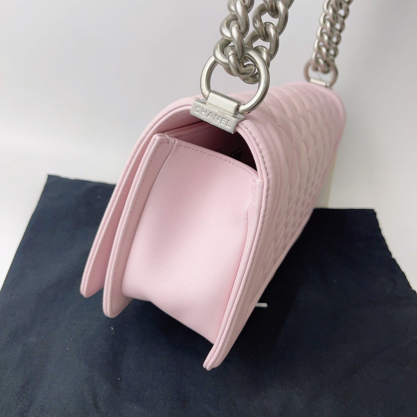 New Gems | Pre-owned Chanel Leboy Medium Soft Pink w/ Brushed Silver Hardware Microchipped