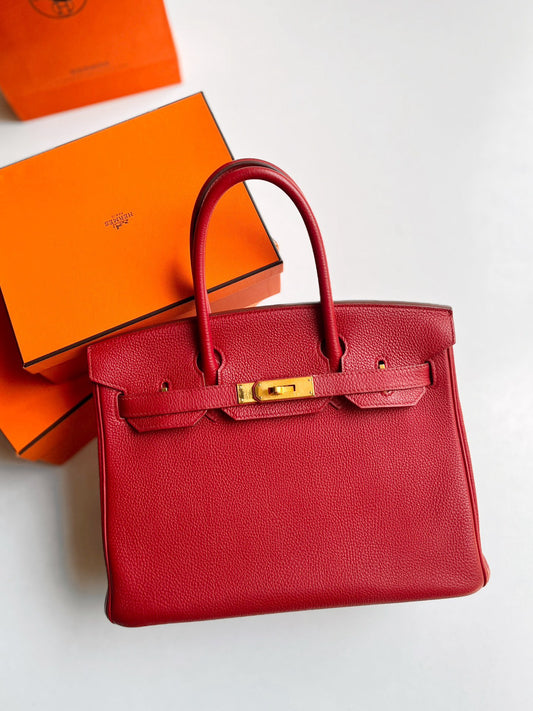 Pre-owned Hermes Birkin 30, Red Togo Leather, Golden hw, 2013, w/ dust bag, lock&key