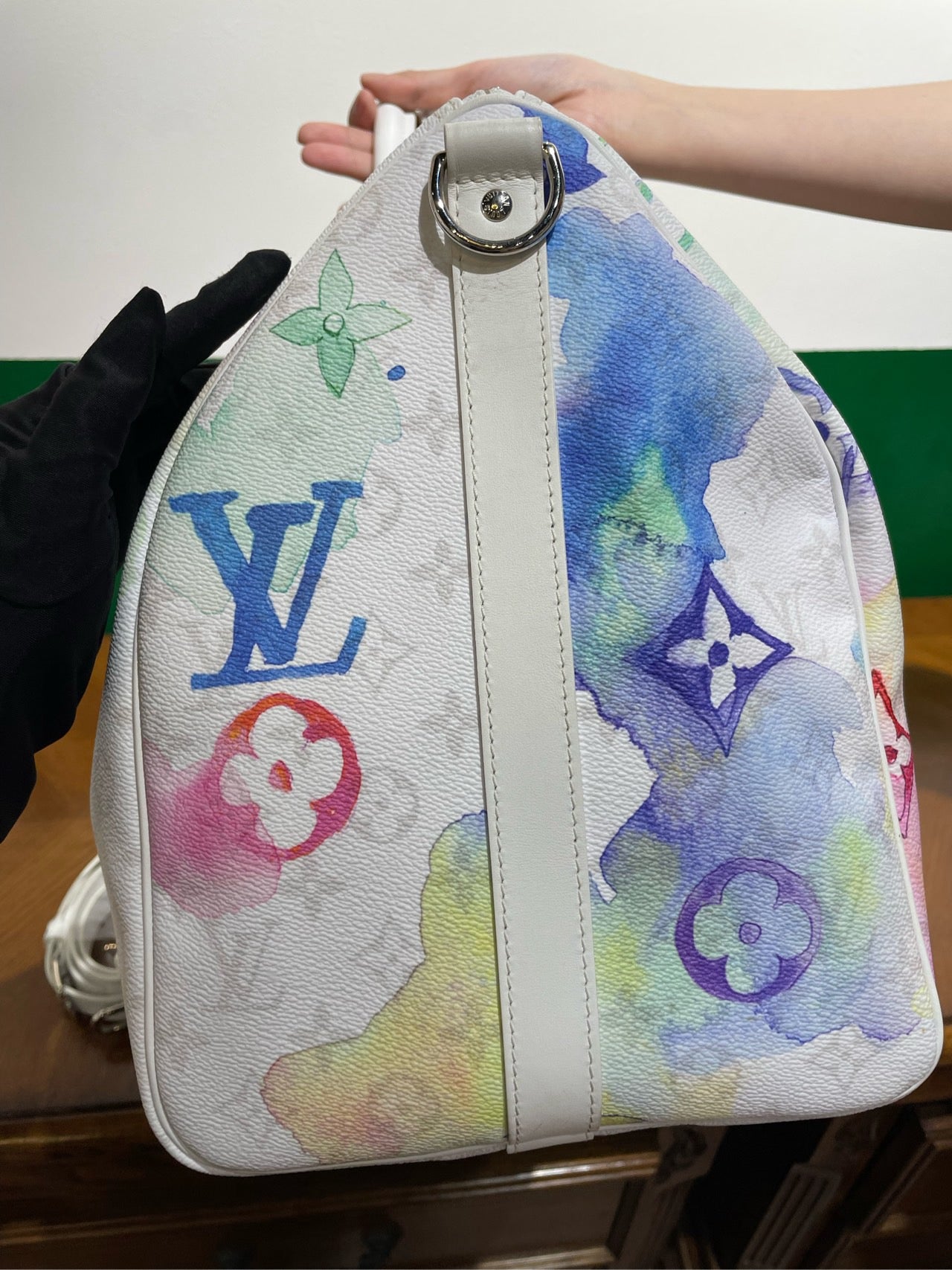 New Gems | Pre-owned Limited Edition LV Louis Vuitton Keepall Bandoulière 50 Monogram Watercolor Microchipped