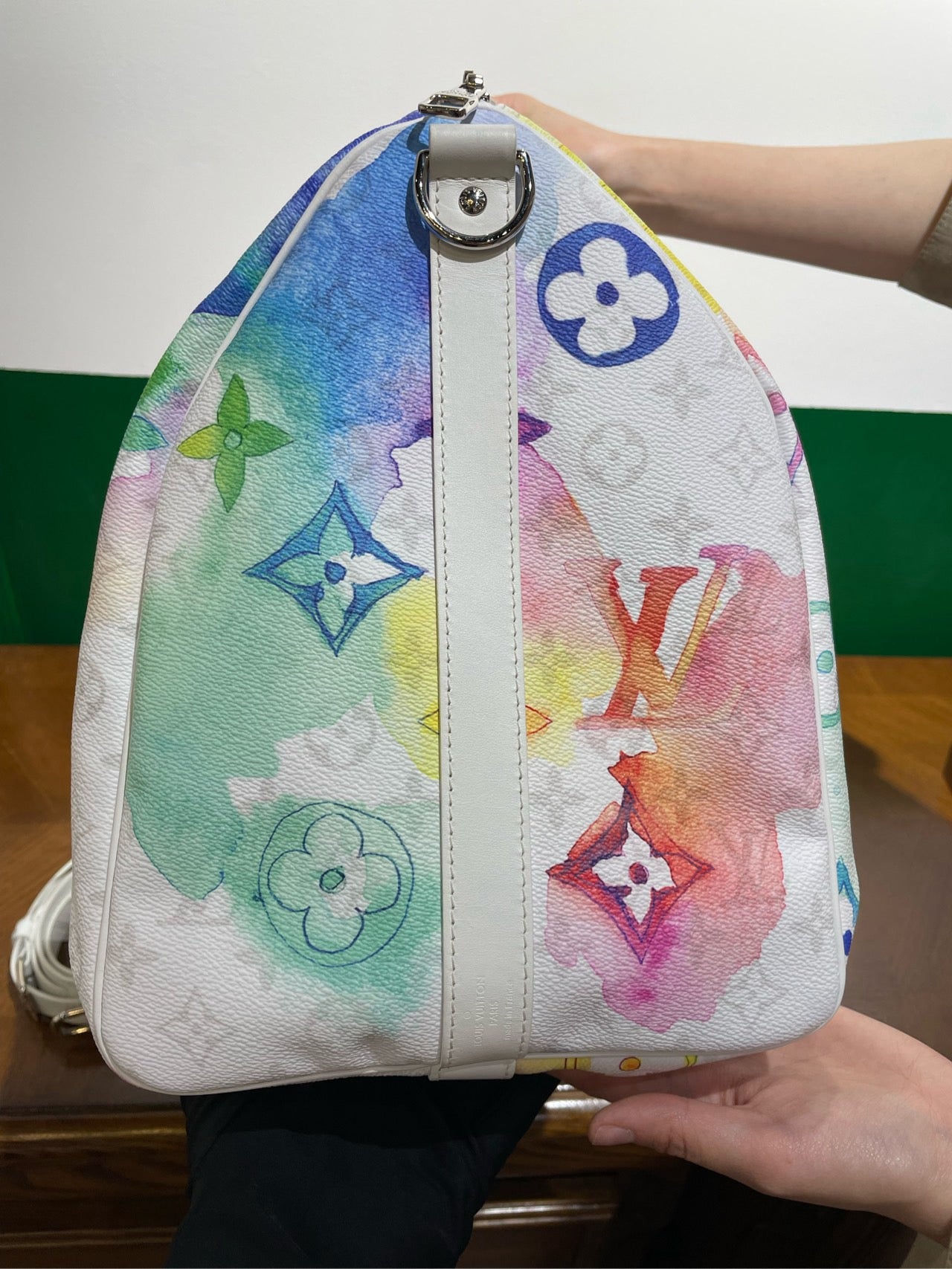 New Gems | Pre-owned Limited Edition LV Louis Vuitton Keepall Bandoulière 50 Monogram Watercolor Microchipped