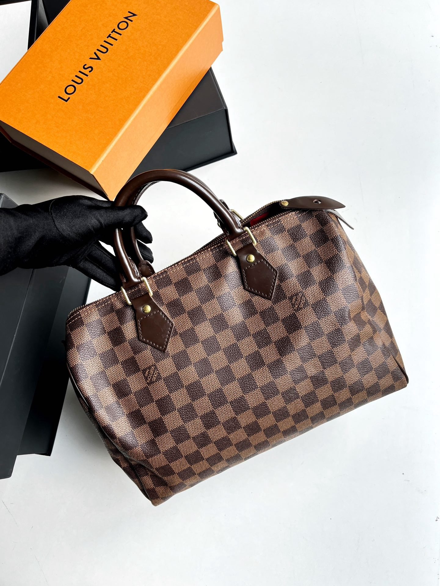 Pre-owned LV Speedy 30 Damier Eben, w/ dust bag