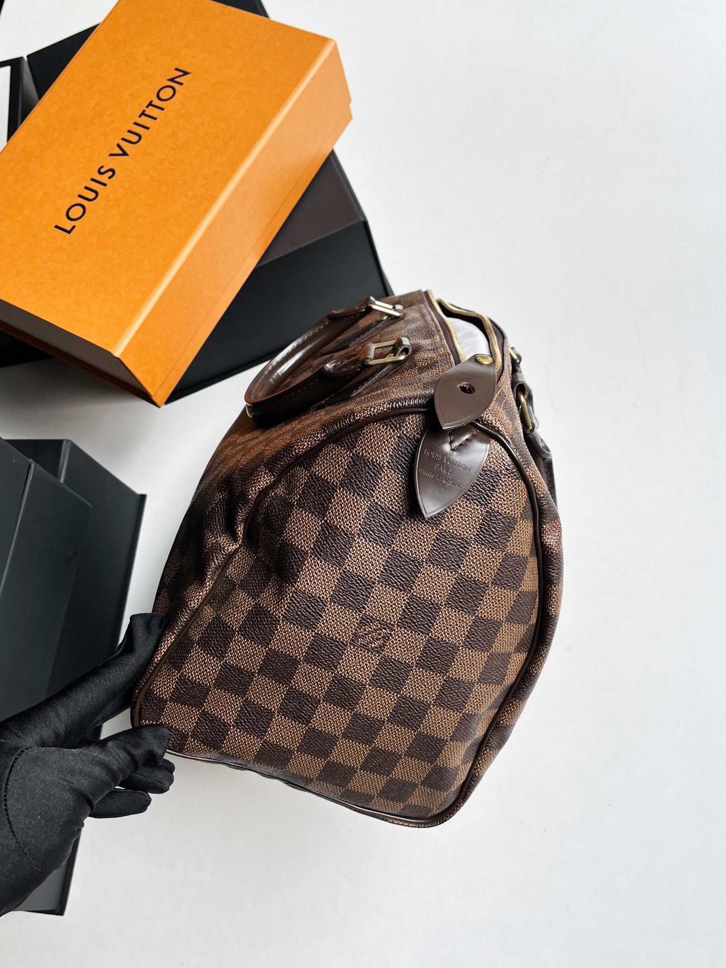 Pre-owned LV Speedy 30 Damier Eben, w/ dust bag