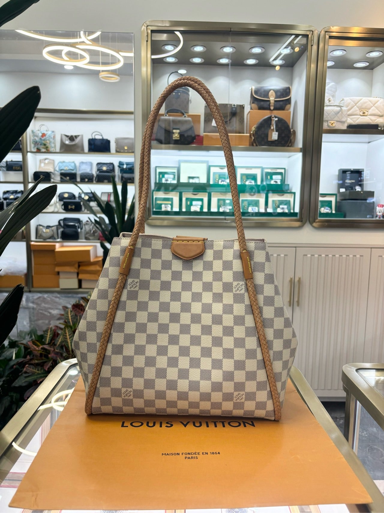 Pre-owned LV Propriano Tote Damier Azure with Pink Interior, 2019