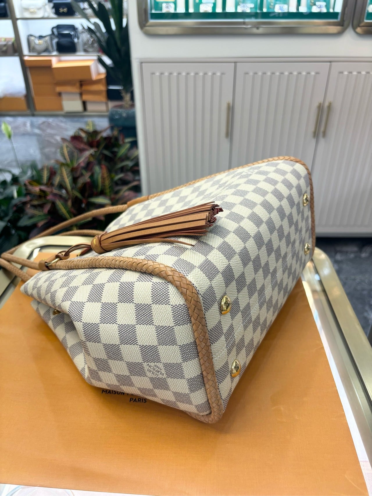 Pre-owned LV Propriano Tote Damier Azure with Pink Interior, 2019