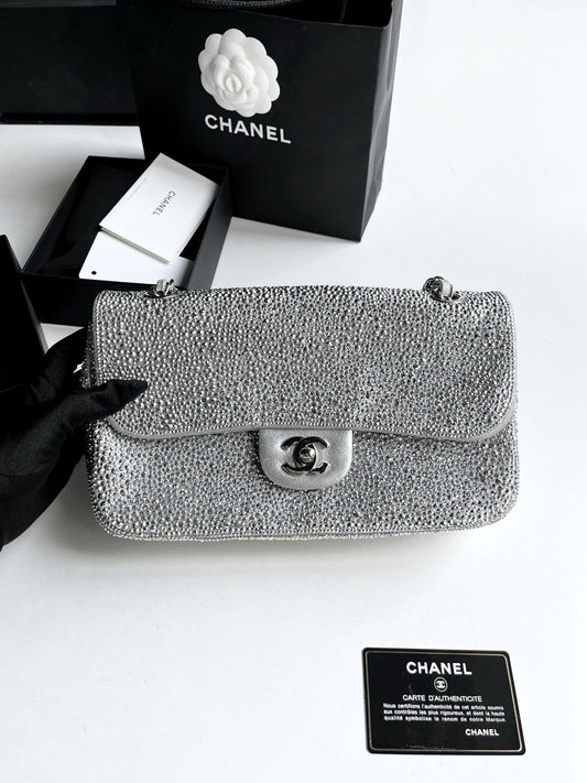 Pre-owned Chanel Classic Flap Medium CF Limited Edition with Crystals, 2011,  w/ full set