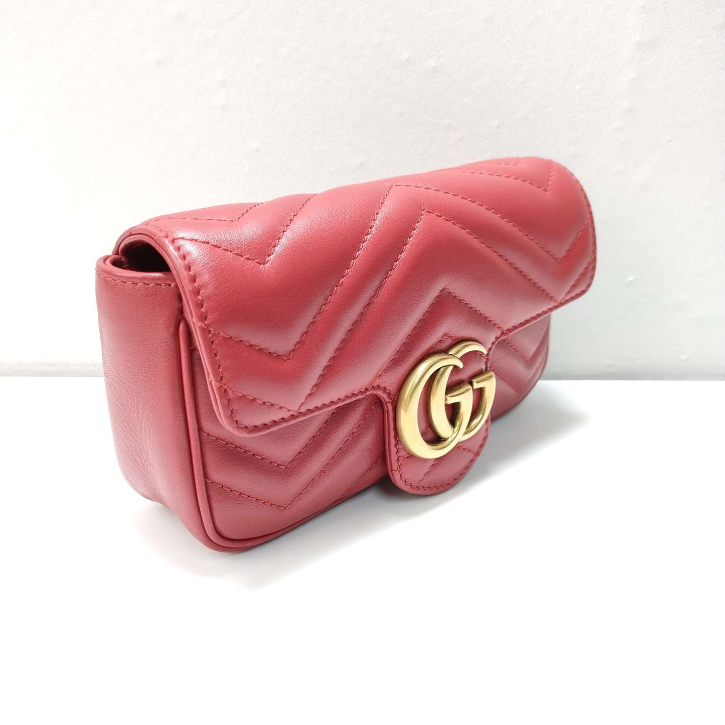 New Gems | Pre-owned Gucci Marmont Flap Mini Red Matelassé Leather w/ box and dust bag