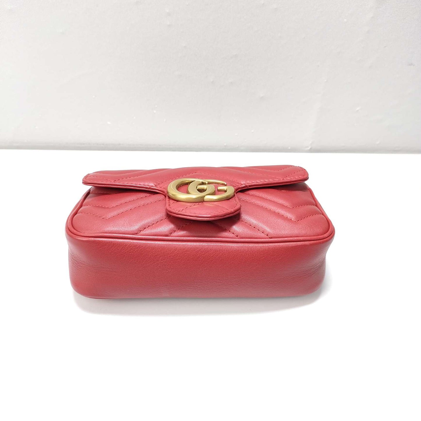 New Gems | Pre-owned Gucci Marmont Flap Mini Red Matelassé Leather w/ box and dust bag