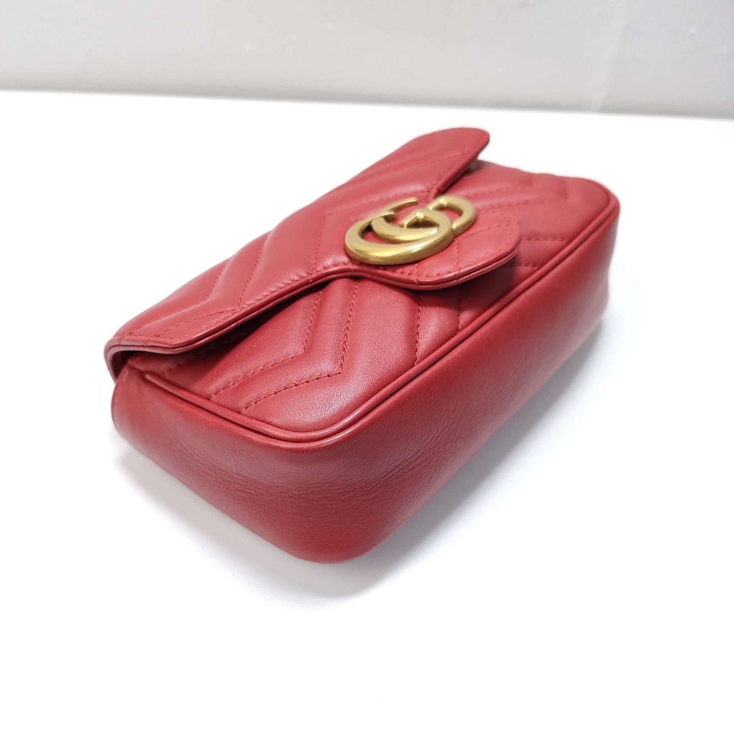 New Gems | Pre-owned Gucci Marmont Flap Mini Red Matelassé Leather w/ box and dust bag