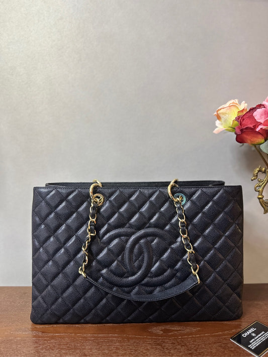 New Gems | Pre-owned Chanel GST Like New Black Caviar Leather w/ Golden Hardware with card