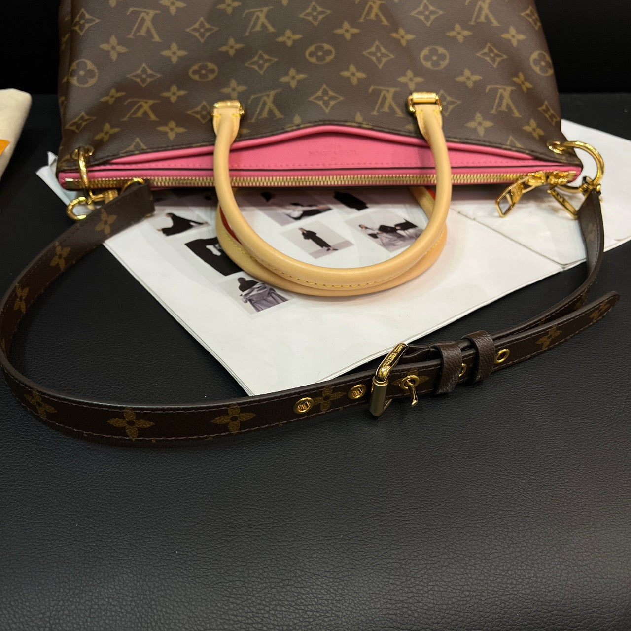 New Gems | Pre-owned LV Louis Vuitton Pallas Tote Monogram with Pink A+ condition with dust bag