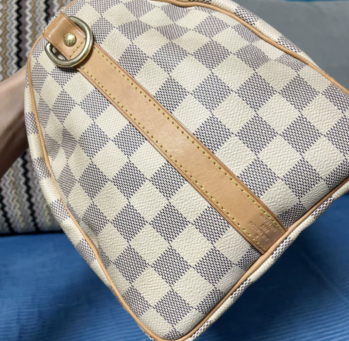 Pre-owned LV Louis Vuitton Speedy 30 Bandoulière Damier Azure