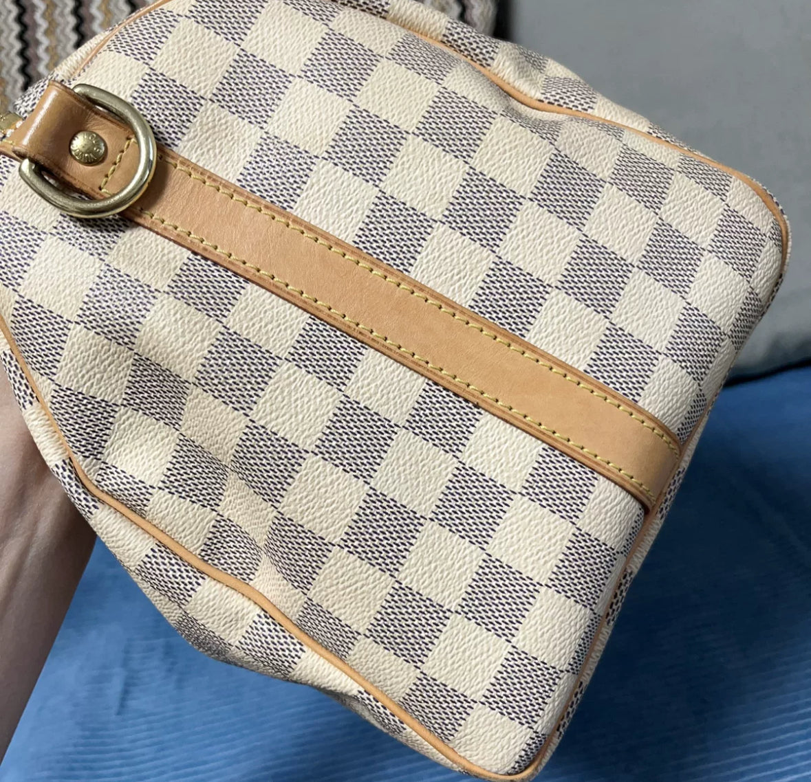 Pre-owned LV Louis Vuitton Speedy 30 Bandoulière Damier Azure