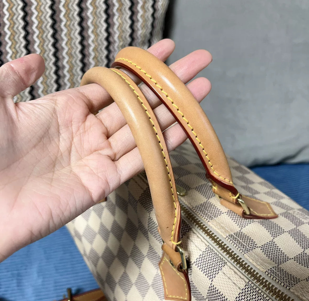 Pre-owned LV Louis Vuitton Speedy 30 Bandoulière Damier Azure