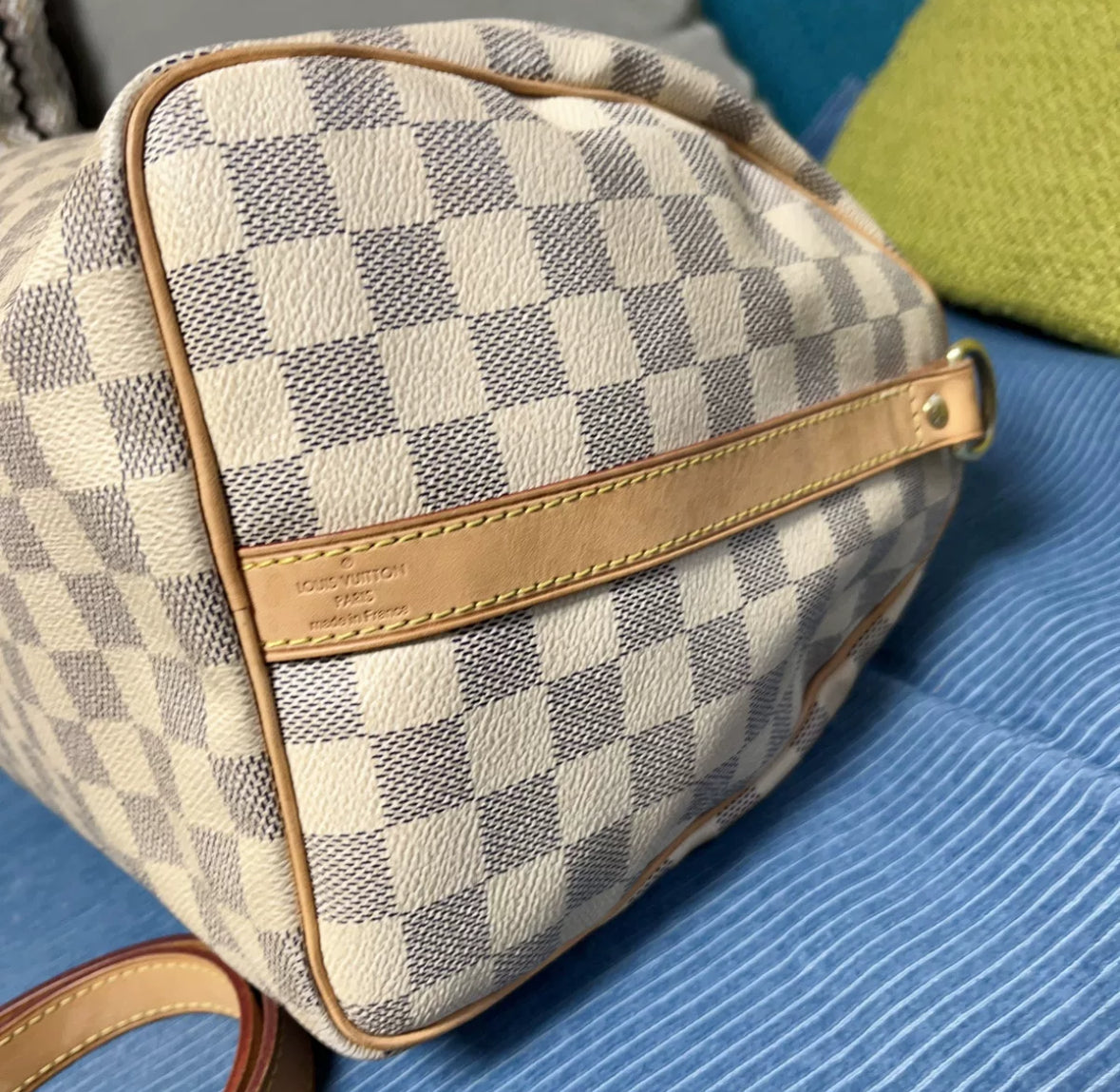 Pre-owned LV Louis Vuitton Speedy 30 Bandoulière Damier Azure