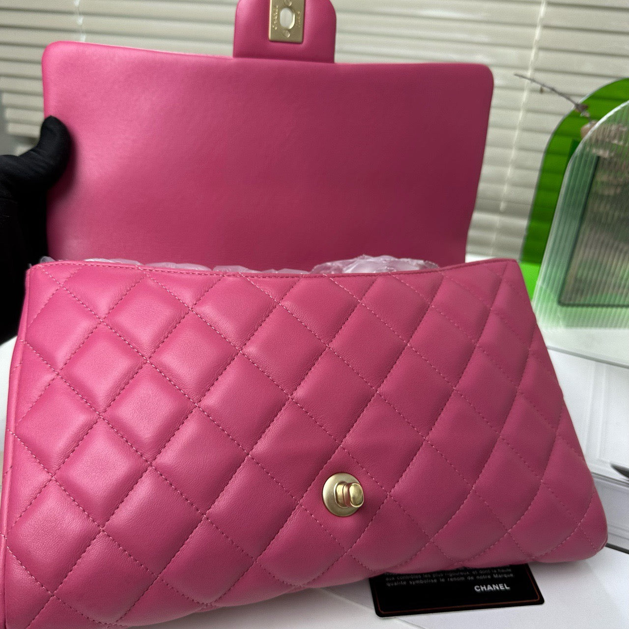 New Gems | Pre-owned Chanel Quilted Flap Clutch with Chain Lambskin Barbie Pink w/ Golden Hardware with Card