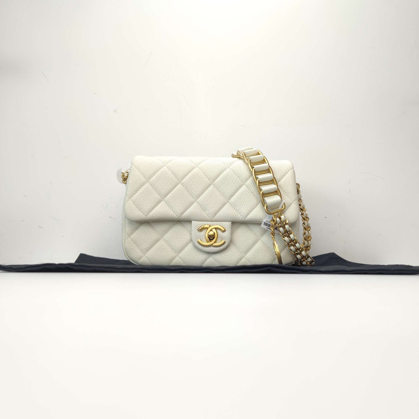 Pre-owned Chanel Soul Flap Mini White Caviar Leather with Microchip