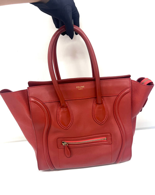 Pre-owned Celine Luggage Mini Dark Red Calfskin