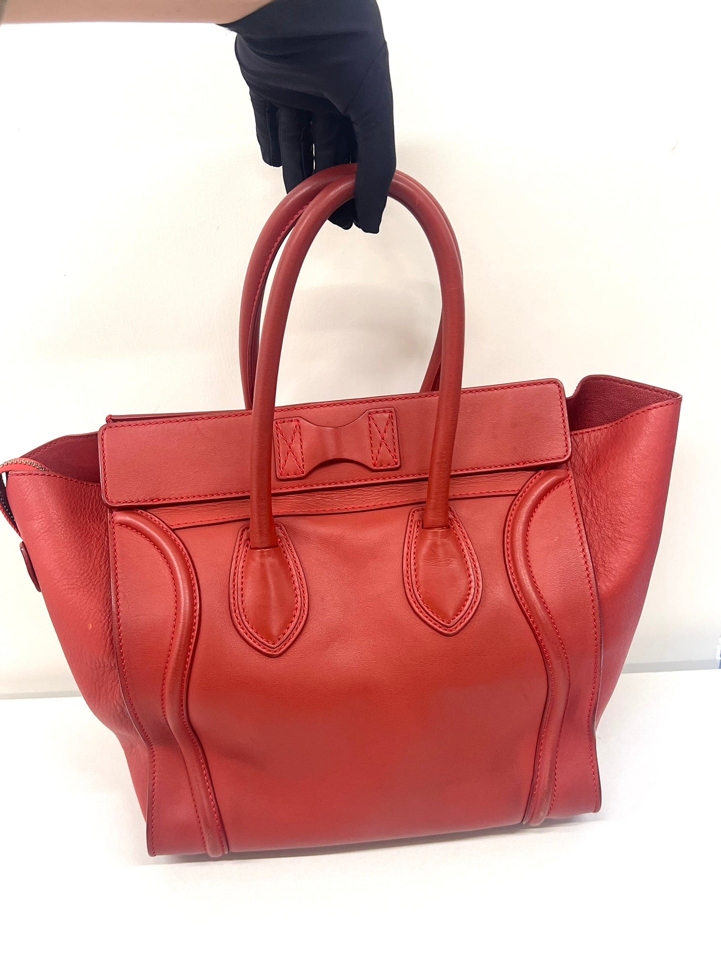 Pre-owned Celine Luggage Mini Dark Red Calfskin