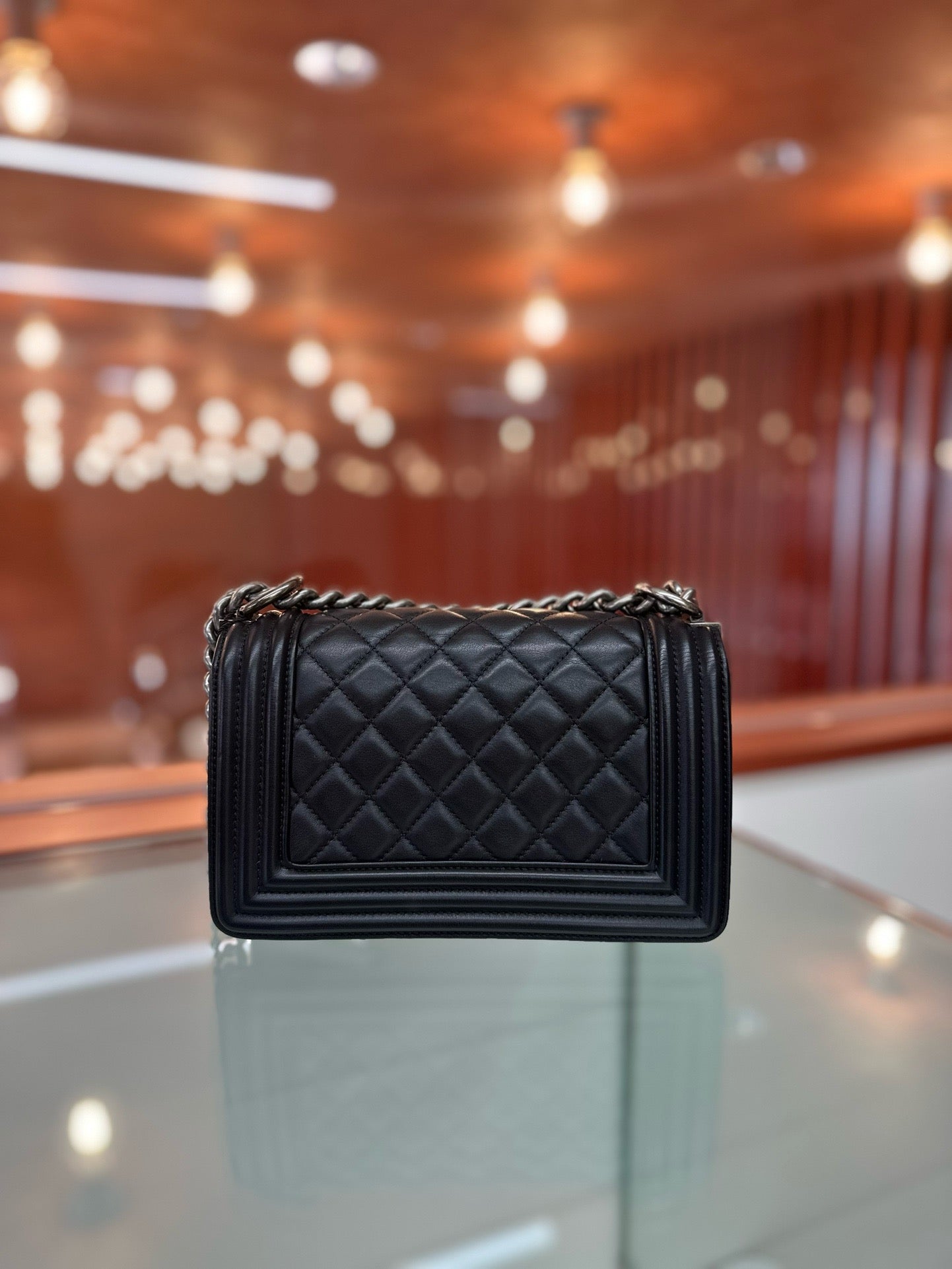 Pre-owned Chanel Le Boy Small Diamond Quilted Black with dust bag, mid-2019