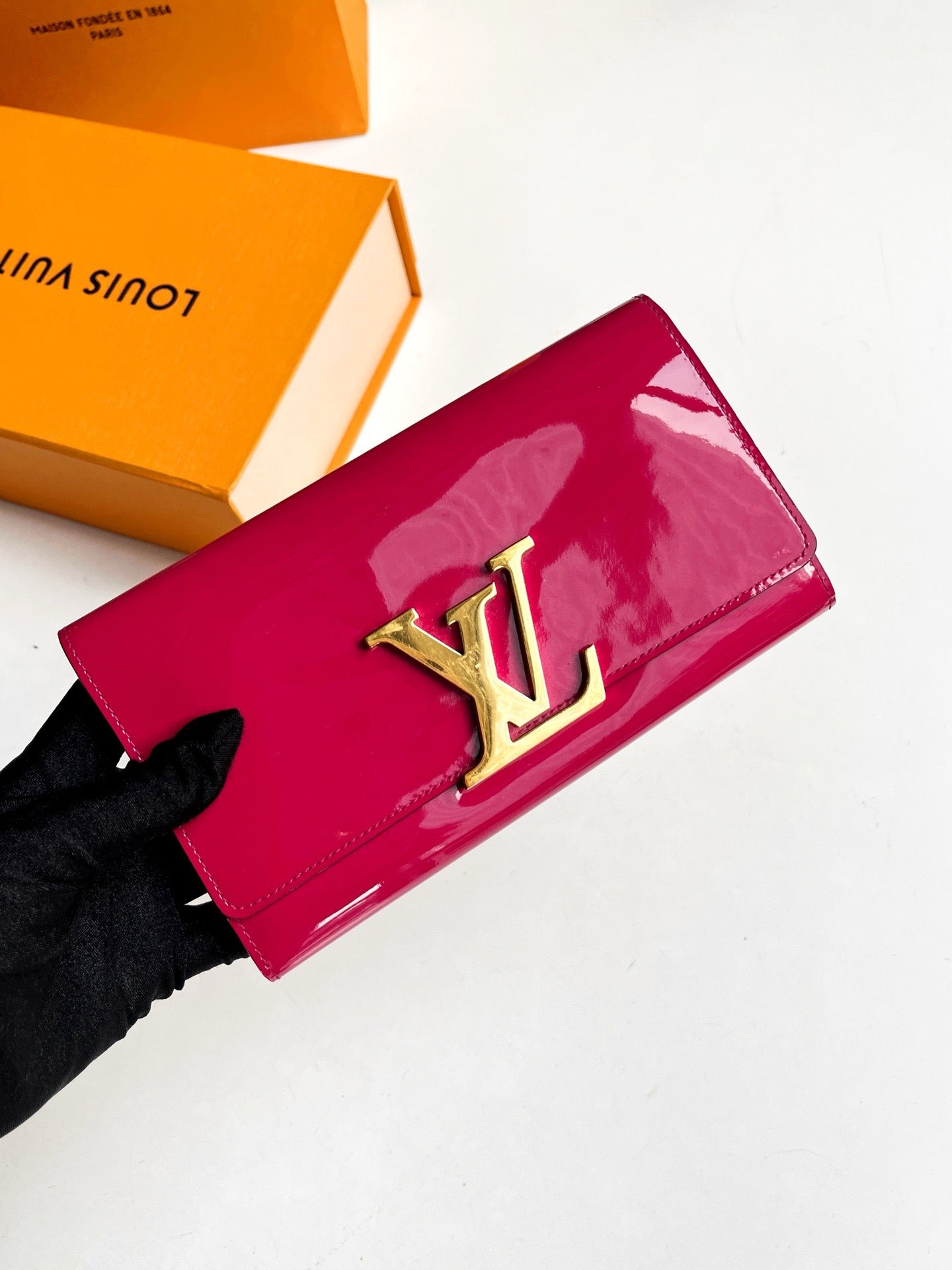 Pre-owned LV Vernis Rose Pink Long Wallet with Golden Hardware