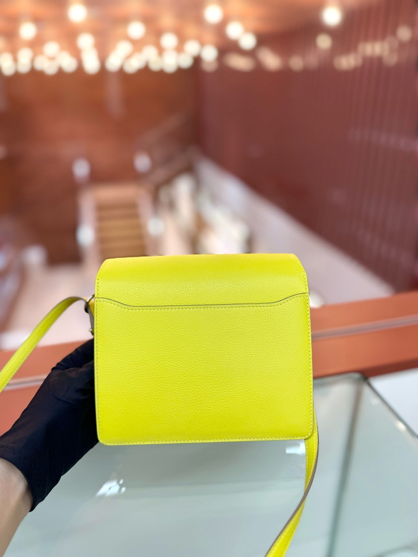 Pre-owned Hermes Mini Roulis Lemon Yellow Y stamp, 2020, with dust bag