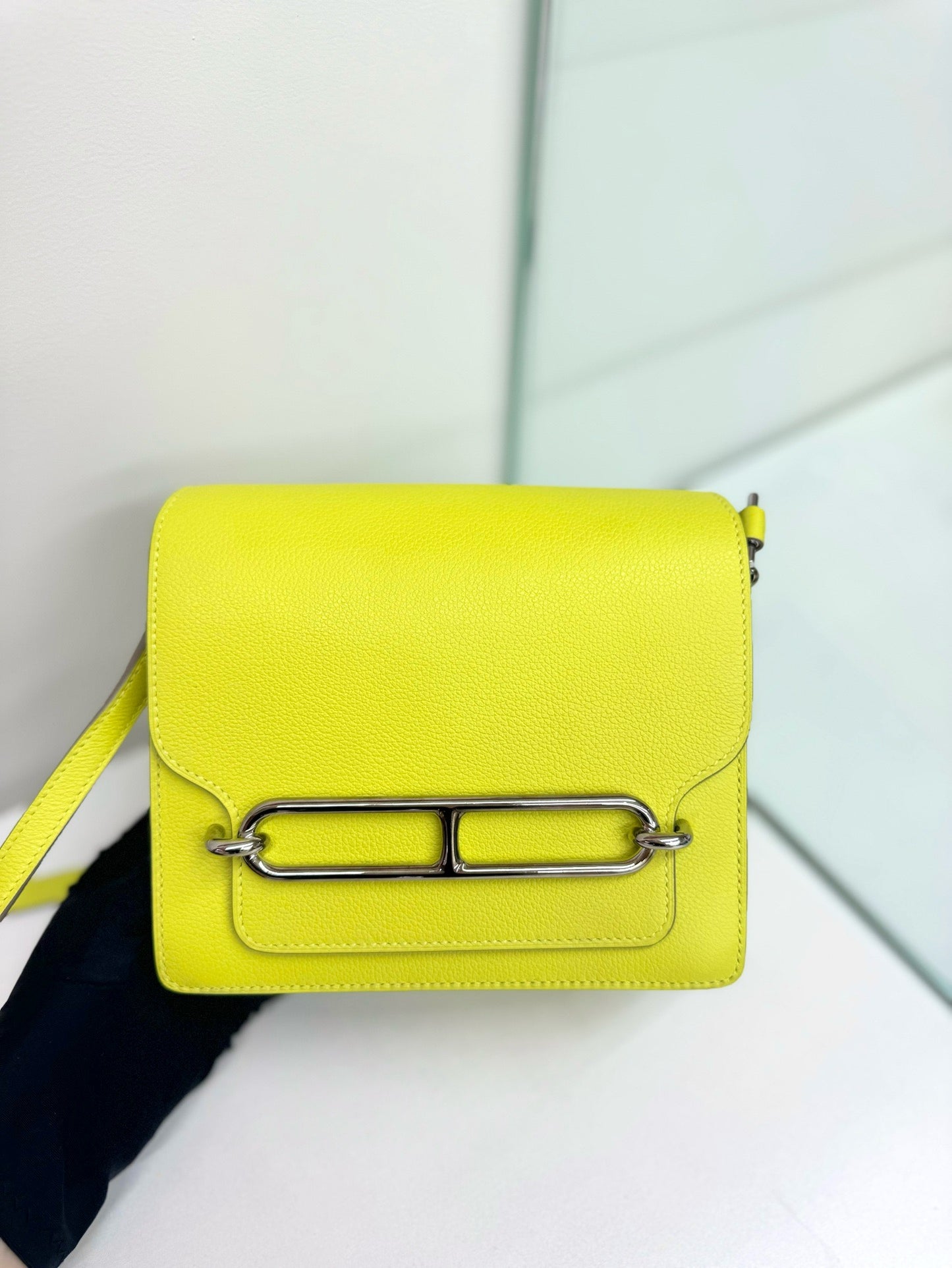 Pre-owned Hermes Mini Roulis Lemon Yellow Y stamp, 2020, with dust bag