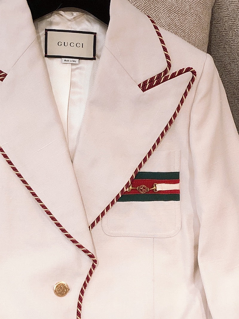 Pre-owned Gucci Linen Jacket, Size 42