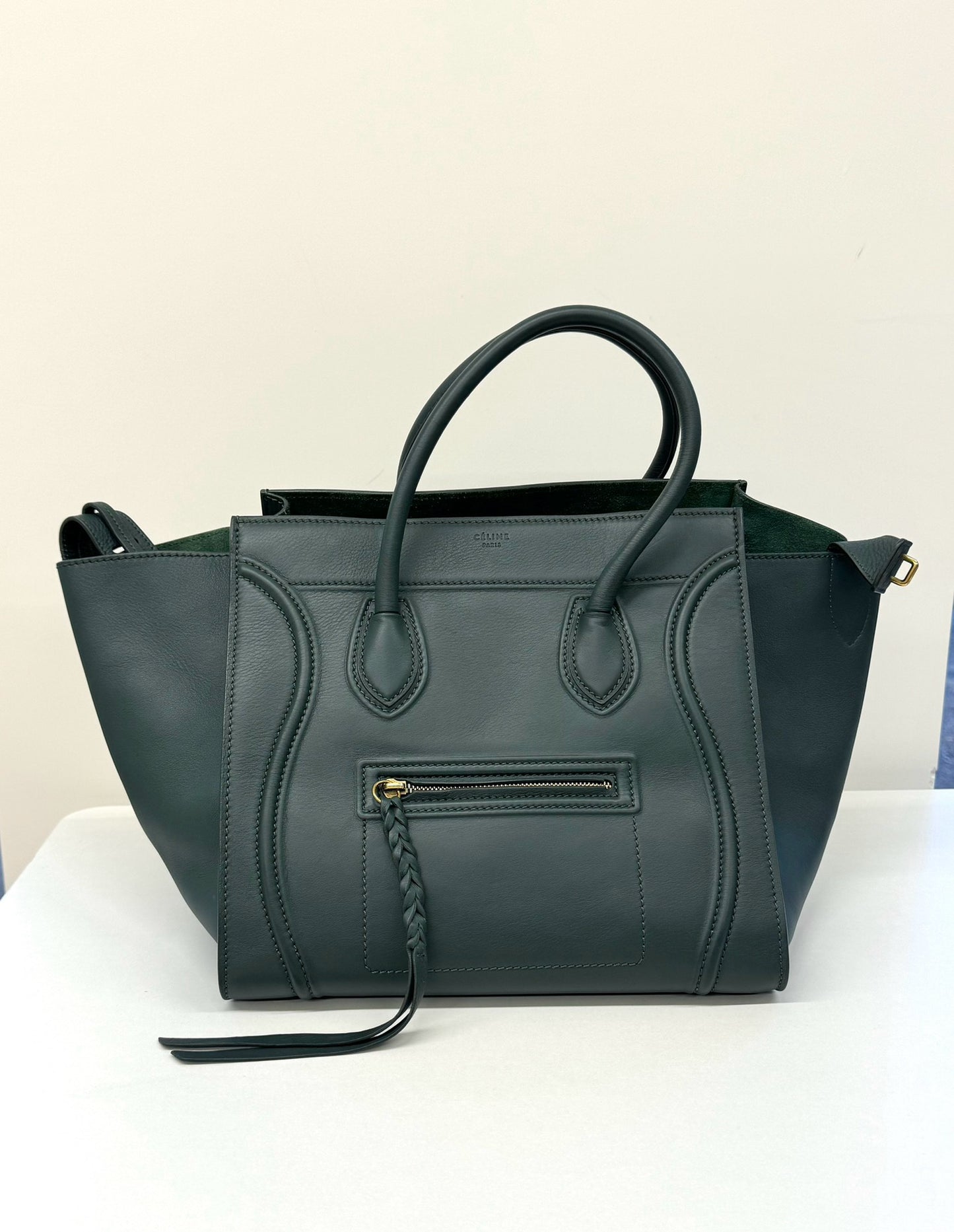 Pre-owned Celine Luggage Phantom Dark Green Calfskin