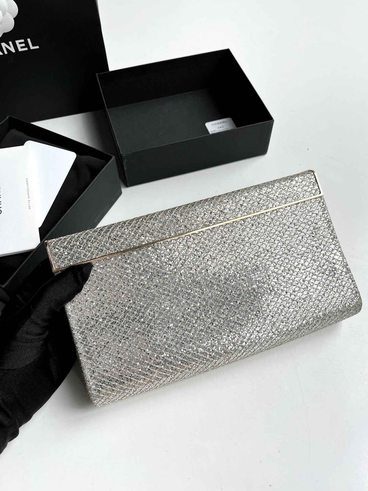 Pre-owned Jimmy Choo Event Bag Clutch Silver Shiny