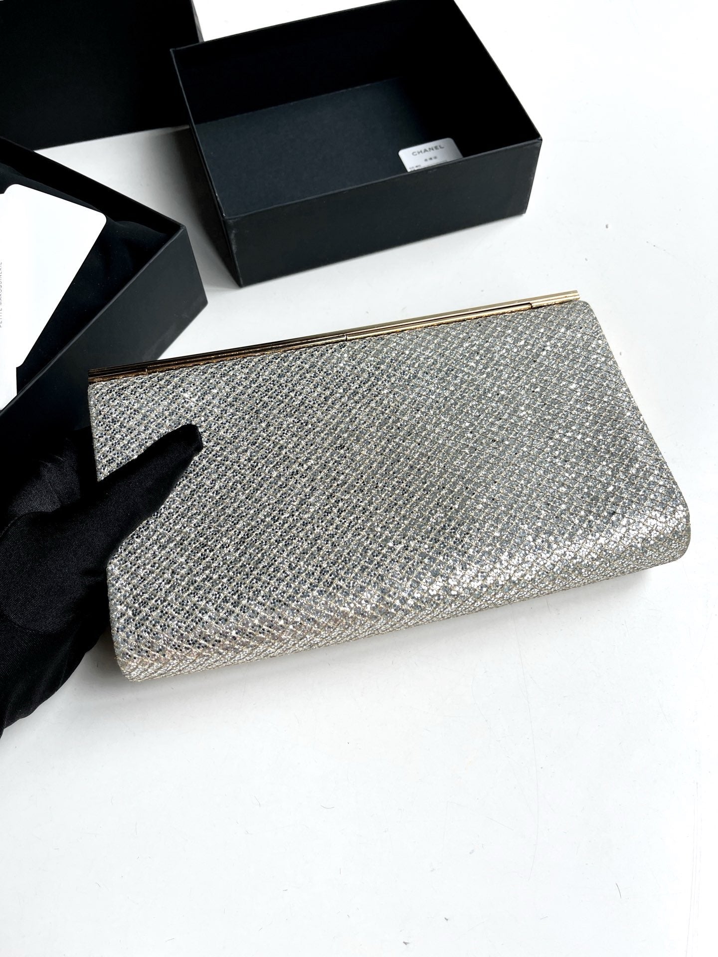 Pre-owned Jimmy Choo Event Bag Clutch Silver Shiny