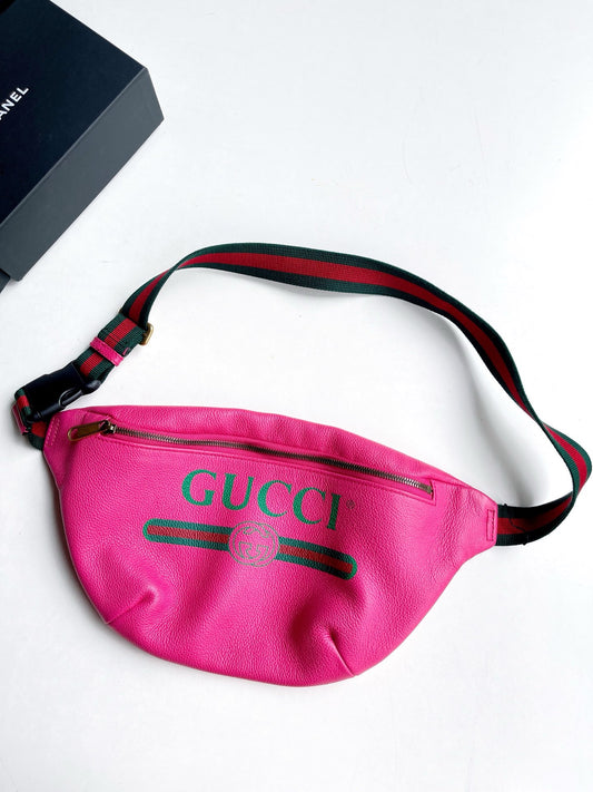 Pre-owned Gucci Belt Bag Hot Pink Calfskin